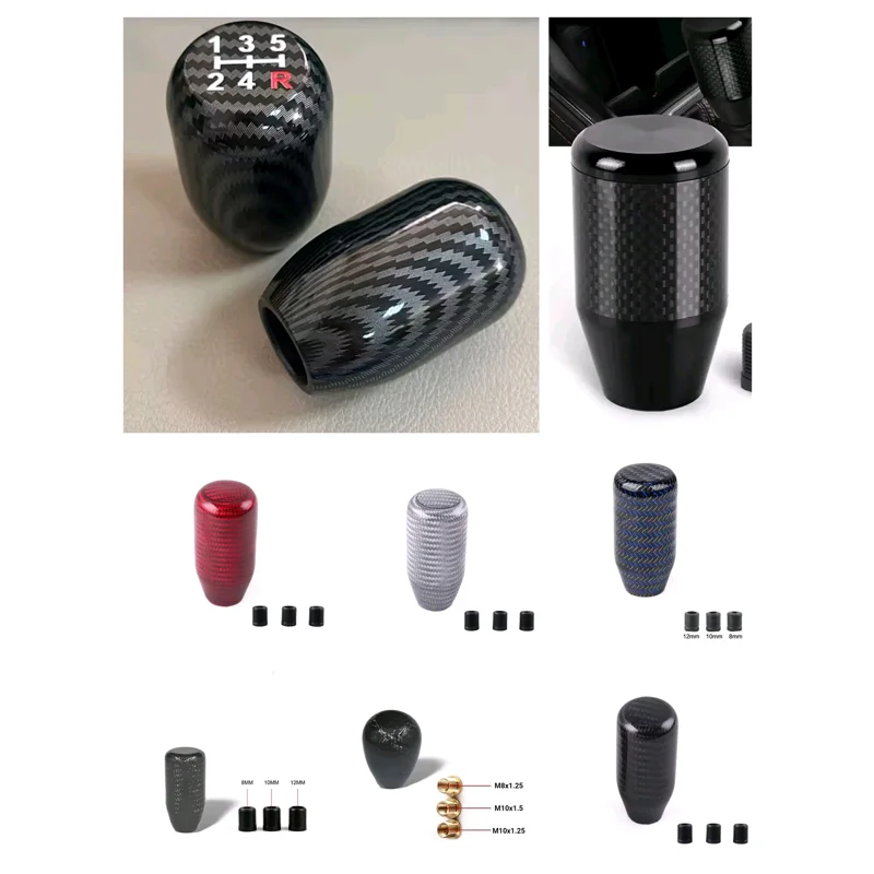 Carbon Style Gear Shifter Knobs With Adaptors