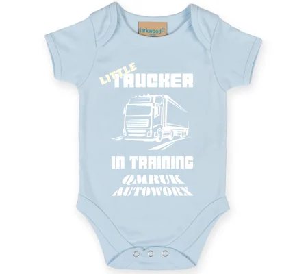 Little Trucker In Training Baby Short Sleeve Suit