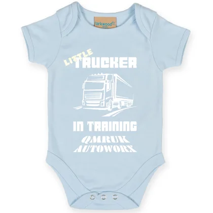 Little Trucker In Training Baby Short Sleeve Suit