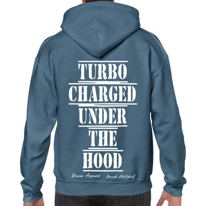 Turbocharged Under The Hood Dark Blue Hoodie