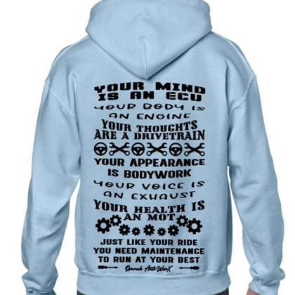 Car Mental Health Maintenance Light Blue Hoodie