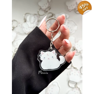 Cute White Kitty Acrylic Keychain