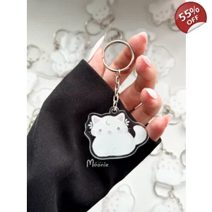 Cute White Kitty Acrylic Keychain