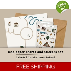 Paper Map Chart & Sticker Sheet Set