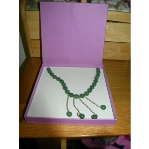 Green glass bead necklace