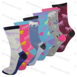 Horse Print Socks .Three pair pack