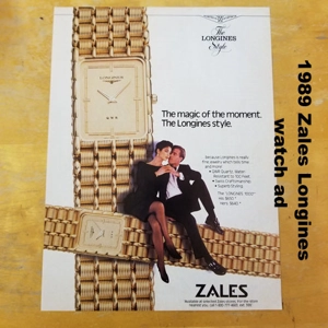 1989 Zales Longines watch ad