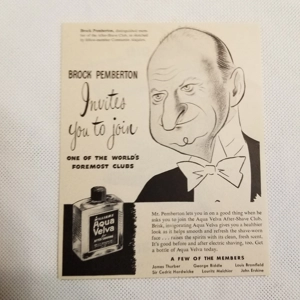 1947 Aqua Velva Brock Pemberton orig ad