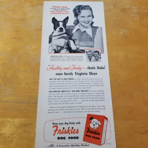 1947 Friskies Dog Food orig ad