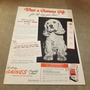 1947 Gaines Meal for Dogs orig ad