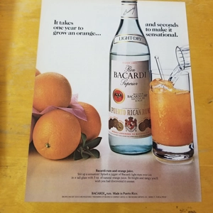 Bacardi Rum & OJ orig 1984 ad