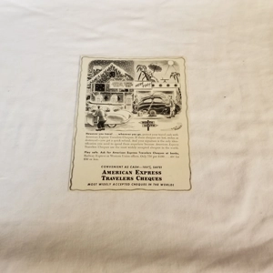 1950 Am. Ex. Travelers Cheques orig ad