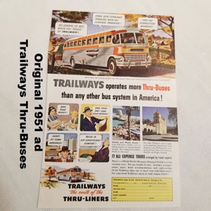 Original 1951 ad Trailways Thru-Buses