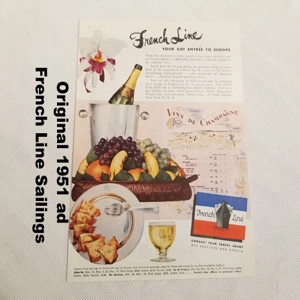 Original 1951 ad French Line Sailings