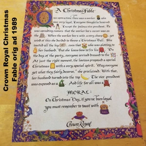 Crown Royal Christmas Fable orig ad 1989