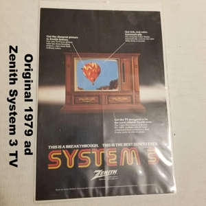 Original 1979 ad Zenith System 3 TV