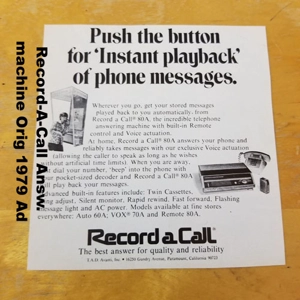Record-A-Call Answ. machine Orig 1979 Ad