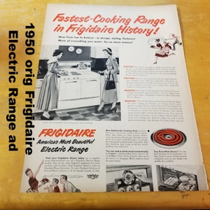 1950 orig Frigidaire Electric Range ad