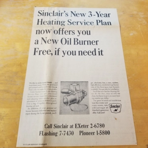 1964 orig Sinclair Oil Burner ad