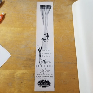 Original 1950 Gotham Gold Stripe Nylons ad