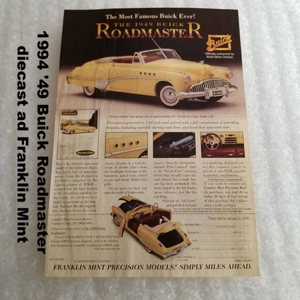1994 '49 Buick Roadmaster diecast ad Franklin Mint
