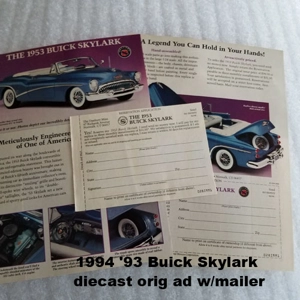 1994 '93 Buick Skylark diecast orig ad w/mailer