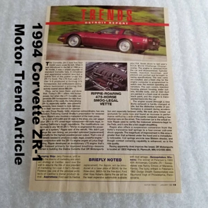 1994 Corvette ZR-1 Motor Trend Article