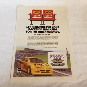 1994 Pennzoil Brickyard 400 orig ad
