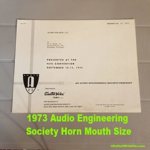 1973 Audio Engineering Society Horn Mouth Size