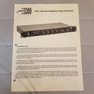 Original vintage BiAMP MR/140 Reverb System Brochure