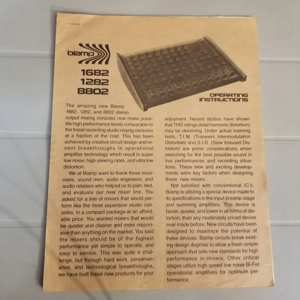 Original vintage BiAMPOperating Instructions for 1682,1282,8802