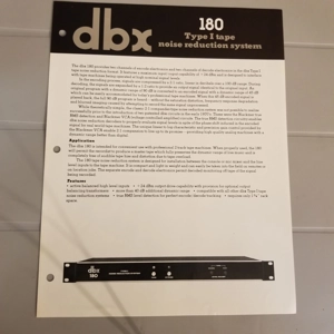 Original vintage DBX 180 Type I tape Noise reduc. System info sheet