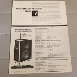 Original 70's Electro-Voice brochure Music Speaker Products