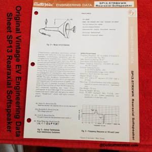 Original Vintage EV Engineering Data Sheet SP13 Rearaxial Softspeaker