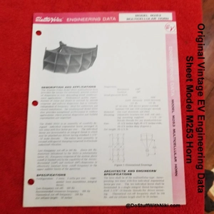 Original Vintage EV Engineering Data Sheet Model M253 Horn