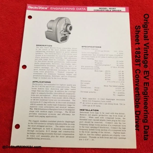Original Vintage EV Engineering Data Sheet 1828T Convertible Driver