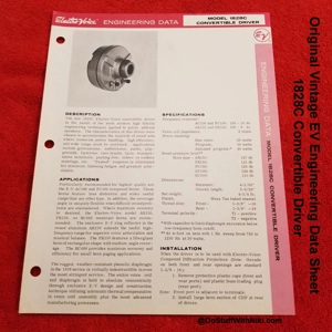 Original Vintage EV Engineering Data Sheet 1828C Convertible Driver