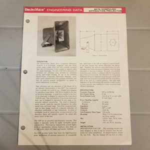 Original Vintage EV Engineering Data Sheet Compound Diffraction Projector