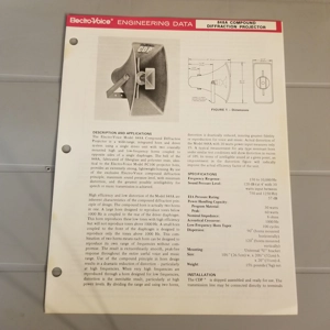 Original VIntage EV Engineering Data Sheet 848A Projector