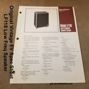 Original Vintage EV Spec Sheet LF118 Low Freq Speaker
