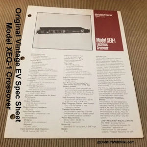 Original Vintage EV Spec Sheet Model XEQ-1 Crossover