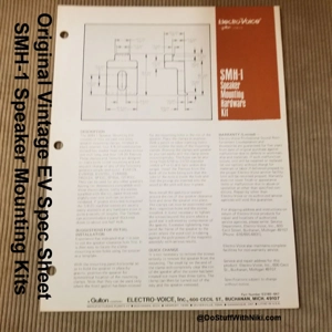 Original Vintage EV Spec Sheet SMH-1 Speaker Mounting Kits