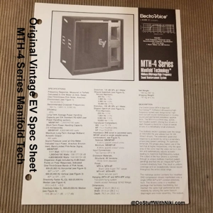 Original Vintage EV Spec Sheet MTH-4 Series Manifold Tech