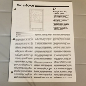 Original 1997 Electro-Voice X-Array Three Way Sys. info book