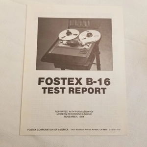 Original 1984 FOSTEX B-16 Test Report