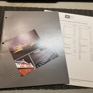 Original 1980's JBL Book Catalog Pro Series w/Price sheet