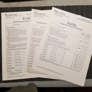 1982 RAMSA set of 3 Price Sheets