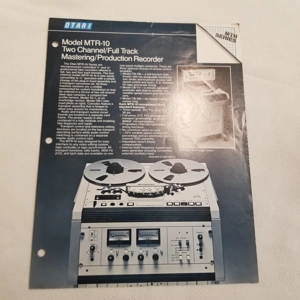 Original 1982 OTARI spec sheet MTR-10 recorder