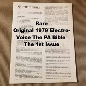 Original 1979 Electro-Voice The PA Bible The 1st Issue