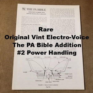 Original Vint Electro-Voice The PA Bible Addition #2 Power Handling